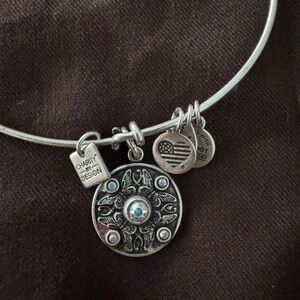 Alex and Ani Silver Charm Bracelet with Ornate Medallion
